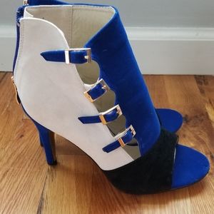 Blue/black/cream Heels